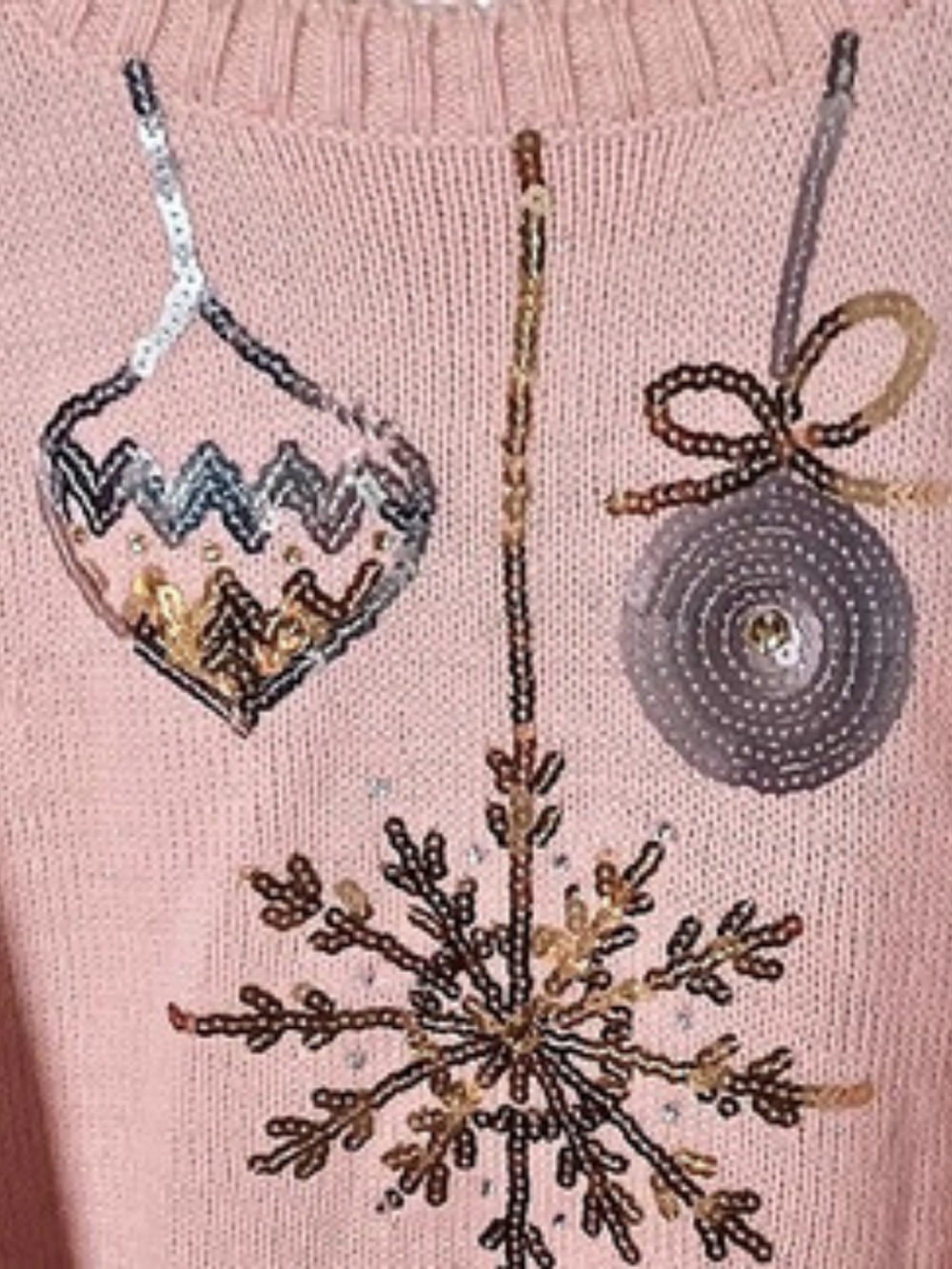 Holiday Time Sequin Holiday Sweater in Pink XXL/2XG